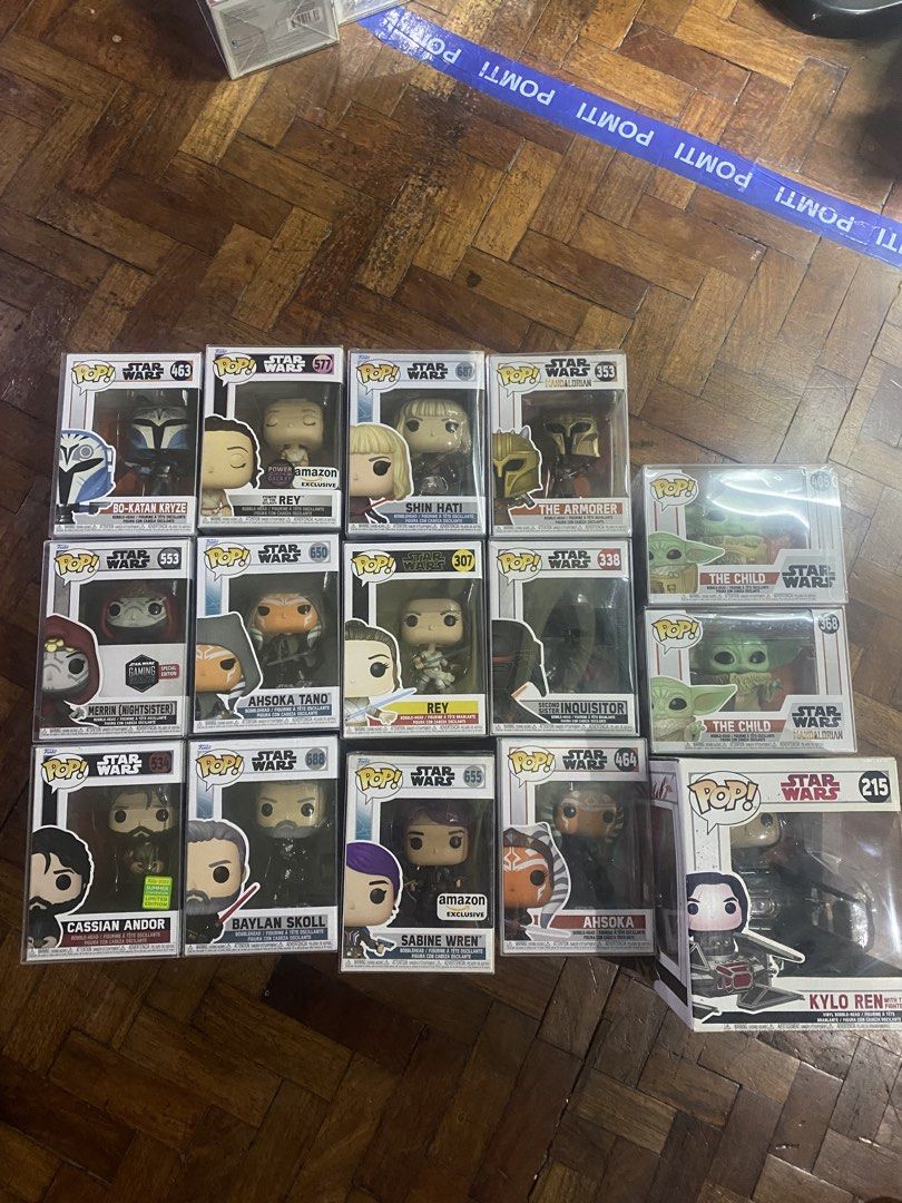 Funko Pop! Star Wars Figures (Category: Designer & Blind Box Toys) located in Taguig. Submitted by diannkalang (Listing ID 1436800835, Image 1). Description: - Star Wars Funko Pop! Figure Collection - Includes: Bo-Katan Kryze, Rey, Shin Hati, The Armorer, The Child, Inquisitor, Ahsoka Tano, Cassian Andor, Baylan Skoll, Sabine Wren, Ahsoka, and Kylo Ren - All figures are in their original boxes - Perfect for Star Wars fans and collectors sold -Ahs