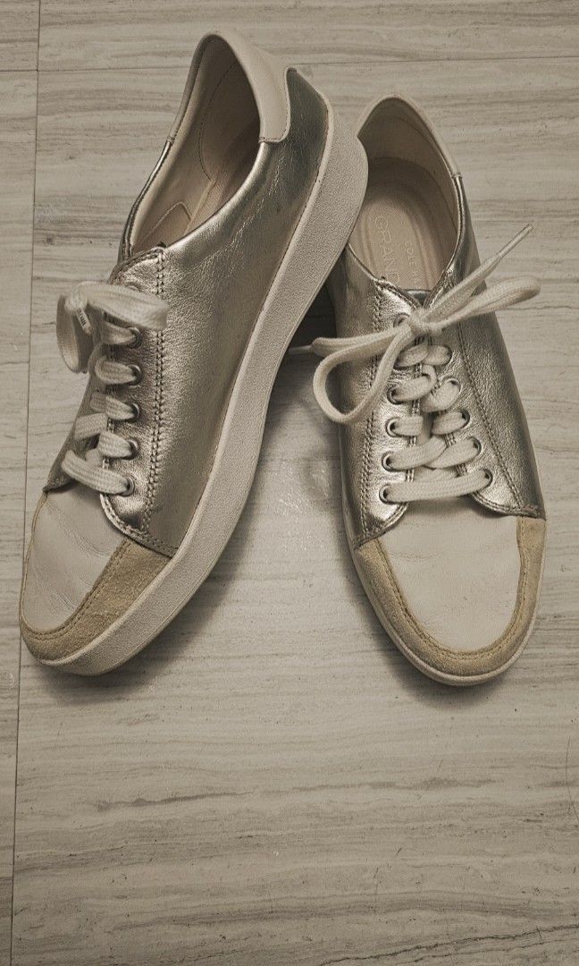 Grandpro colehann (Category: Sneakers) located in Cainta. Submitted by houseofseconds (Listing ID 1436739704, Image 1). Description: Gold beige color.Minimal use in very good condition.Decluttering.size 8.5.