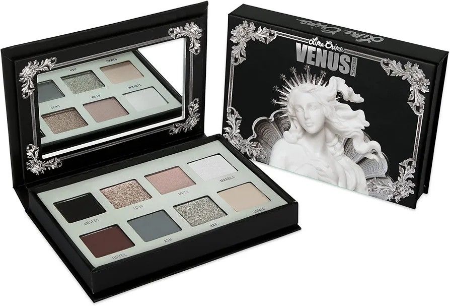 Lime Crime Venus Eyeshadow Palette (Category: Makeup) located in San Jose del Monte. Submitted by mimibelsss (Listing ID 1436682874, Image 1). Description: -Already discontinued (Lime Crime doesn't have a make up anymore) - UNUSED, never swatched - Cool-toned smoky shades - Built-in mirror - Glow-in-the-dark gilded box - Shades: Unseen, Moth, Marble, Unveil, Ash, Cameo -front display is a bit deformed, idk what happened? probably with storage bec