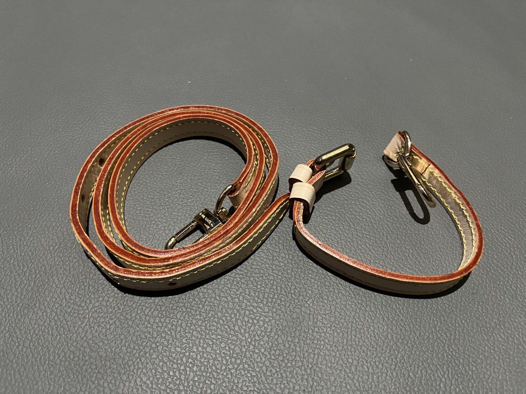 Louis Vuitton Bag Strap (Category: Luxury Bags & Wallets) located in General Santos City (Dadiangas). Submitted by thiftnibadi3 (Listing ID 1436786031, Image 1). Description: - Louis Vuitton bag strap set - Includes two straps: long and short - Cream-colored leather - Yellow stitching - Gold-tone hardware - Features the Louis Vuitton logo - Perfect for replacement or added versatility.