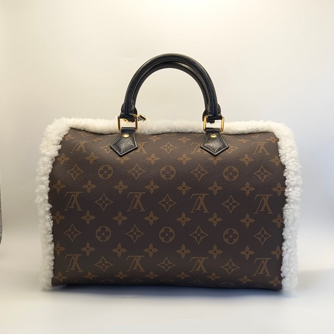 Louis Vuitton Speedy Soft 30 Teddy Monogram Shearling (Category: Luxury Bags & Wallets) located in Cebu City. Submitted by theluxxaffair (Listing ID 1436716928, Image 3). Description: Louis Vuitton Speedy Soft 30 Teddy in Monogram canvas with soft shearling trim. A chic après-ski style and winter-inspired reinterpretation of the classic silhouette featuring plush teddy detailing and black leather accents. Designed with rolled top handles, detacha