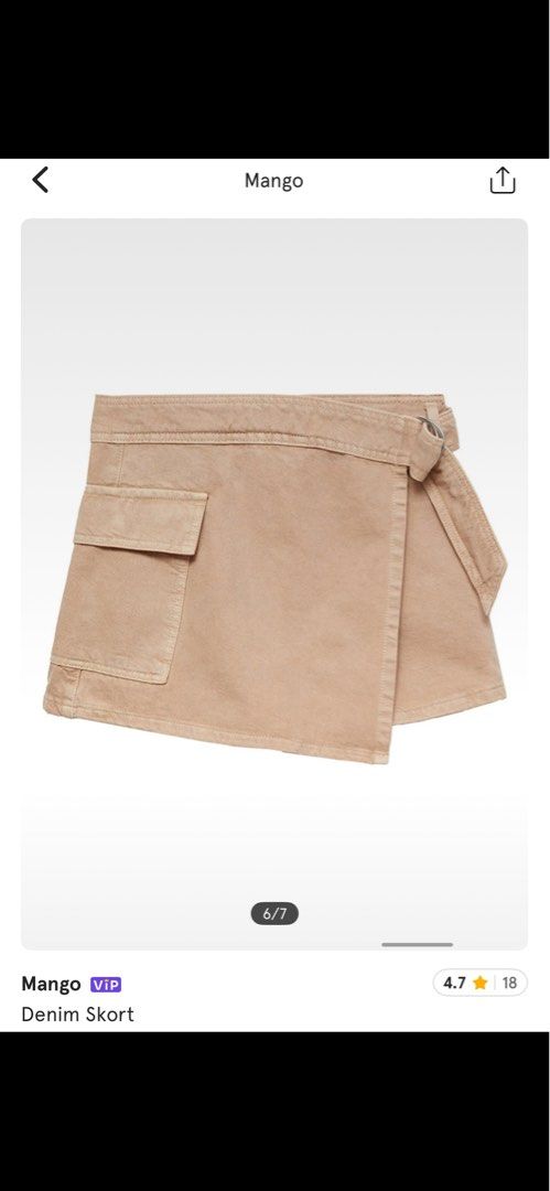 Mango Denim Skort (Category: Skirts) located in Taytay. Submitted by chie2022 (Listing ID 1436751033, Image 1). Description: Original Bought from Mango store Good as new Used twice only Mid waist 16 inches, laid flat (see photo) Size: Medium Color: Beige Color may slightly differ due to lighting.