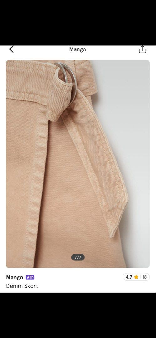 Mango Denim Skort (Category: Skirts) located in Taytay. Submitted by chie2022 (Listing ID 1436751033, Image 2). Description: Original Bought from Mango store Good as new Used twice only Mid waist 16 inches, laid flat (see photo) Size: Medium Color: Beige Color may slightly differ due to lighting.