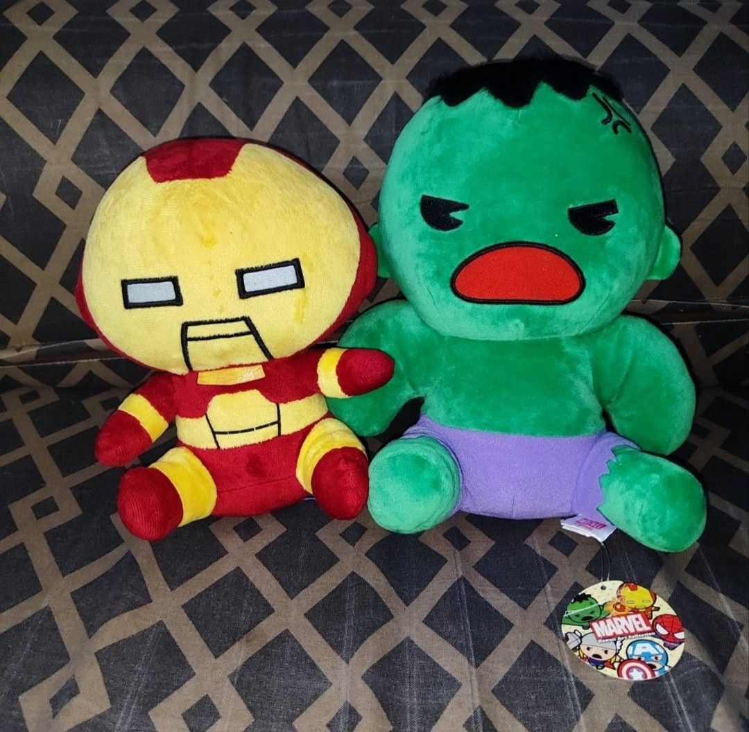 Marvel Iron-man & Incredible Hulk Plushie Toys (Category: Plushies & Soft Toys) located in Quezon City. Submitted by understuffcollectibles (Listing ID 1436680964, Image 1). Description: Size: Medium ₱1,000 Excellent Condition..