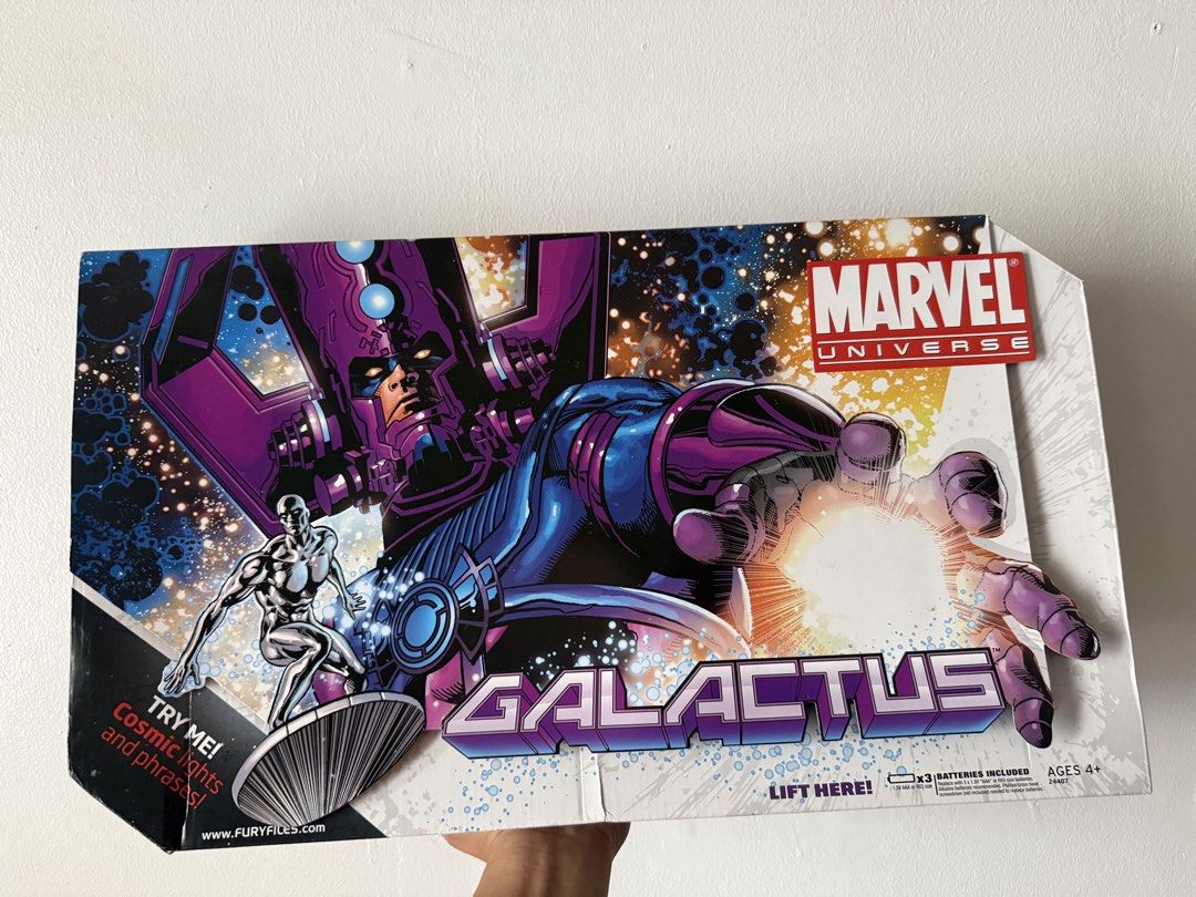 Marvel Universe Galactus & Silver Surfer RARE Variant (Category: Figurines & Statues) located in Manila. Submitted by lyledizon (Listing ID 1436699492, Image 2). Description: Marvel Universe Galactus & Silver Surfer RARE VARIANT EXCLUSIVE COLOR Working Lights & Sounds marvel legends Toybiz 3.75 Brand new God condition Sealed .
