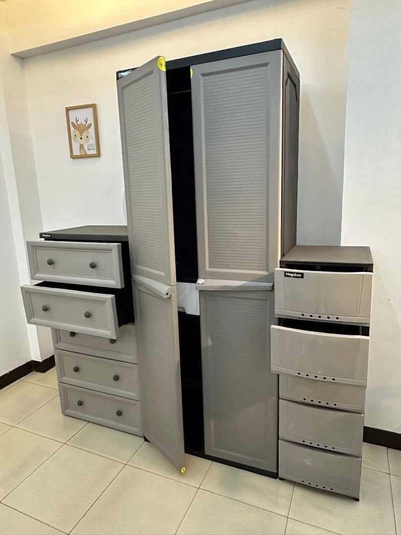 Megabox Cabinet with Drawers and Wardrobe (Category: Shelves, Cabinets & Racks) located in Manila. Submitted by shairatorres (Listing ID 1436730884, Image 2). Description: ✨ MEGABOX DRAWER/WARDROBE AVAILABLE ✨ Keep your home organized and clutter-free! Megabox slim modish drawer 4L/5L - 1400 / 1500 Megabox wide modish drawer 4L/5L - 2400 / 2500 Megabox drawer with handle 4L/5L - 2400 / 2500 Megabox wardrobe with 1 drawer - 3900 Megabox wardrobe w