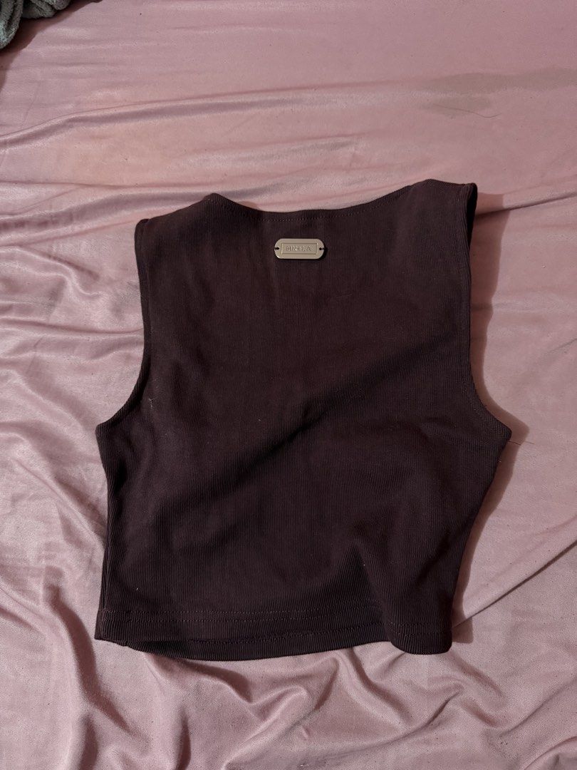 MN+LA crop top in color wine (Category: Sleeveless) located in Rizal. Submitted by alyssalincs (Listing ID 1436717358, Image 3). Description: Brand new, removed tag but never used. too small on me..