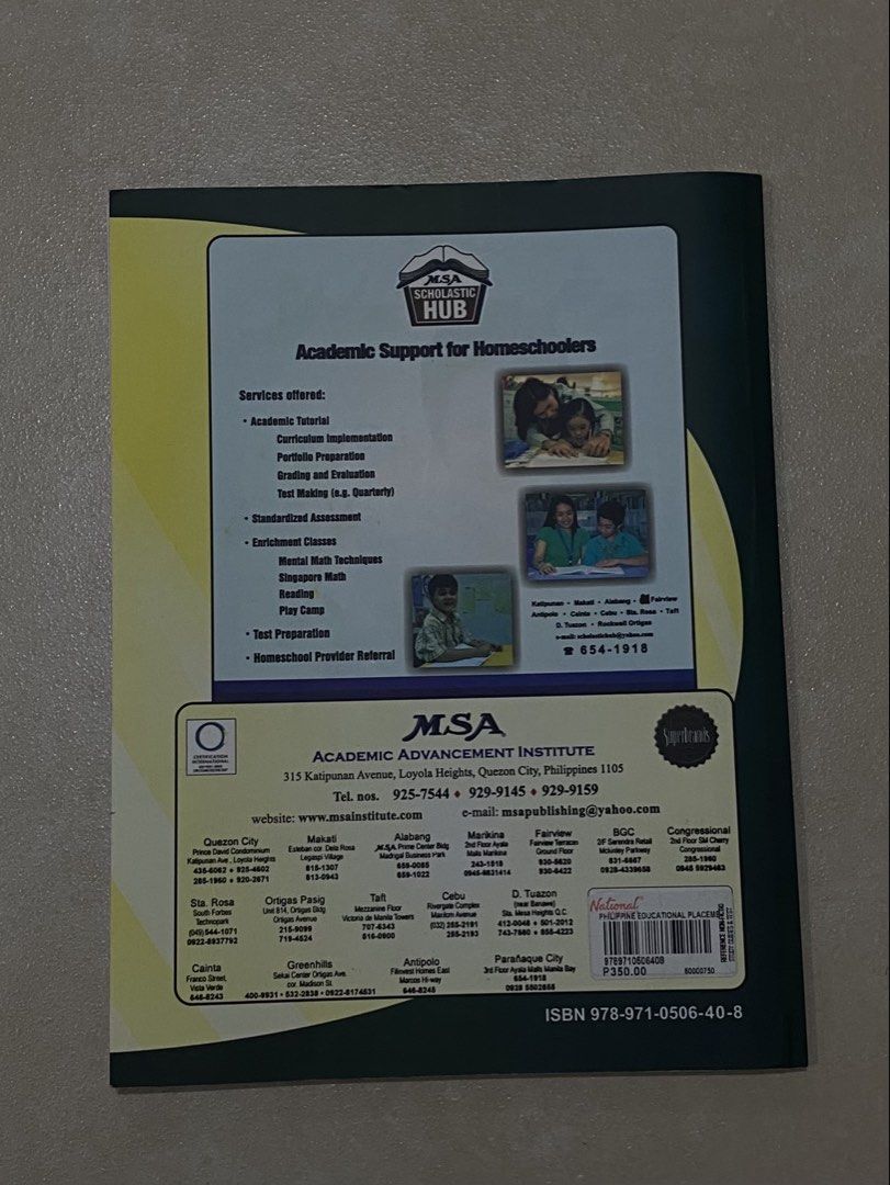 MSA PEPT Reviewer Grade 10 (Category: Textbooks) located in Mandaluyong City. Submitted by soda297 (Listing ID 1436725339, Image 2). Description: - MSA PEPT Reviewer for Grade 10 DM if interested! MOP: Gcash or Bank Transfer MOD: Lalamove Delivery on the buyer .