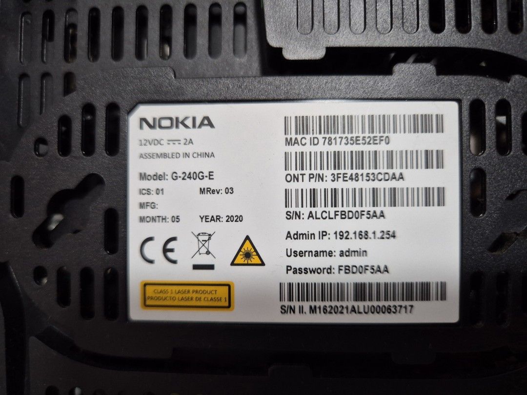 Nokia Singtel Optical Network Router G-240G-E448407008141660161