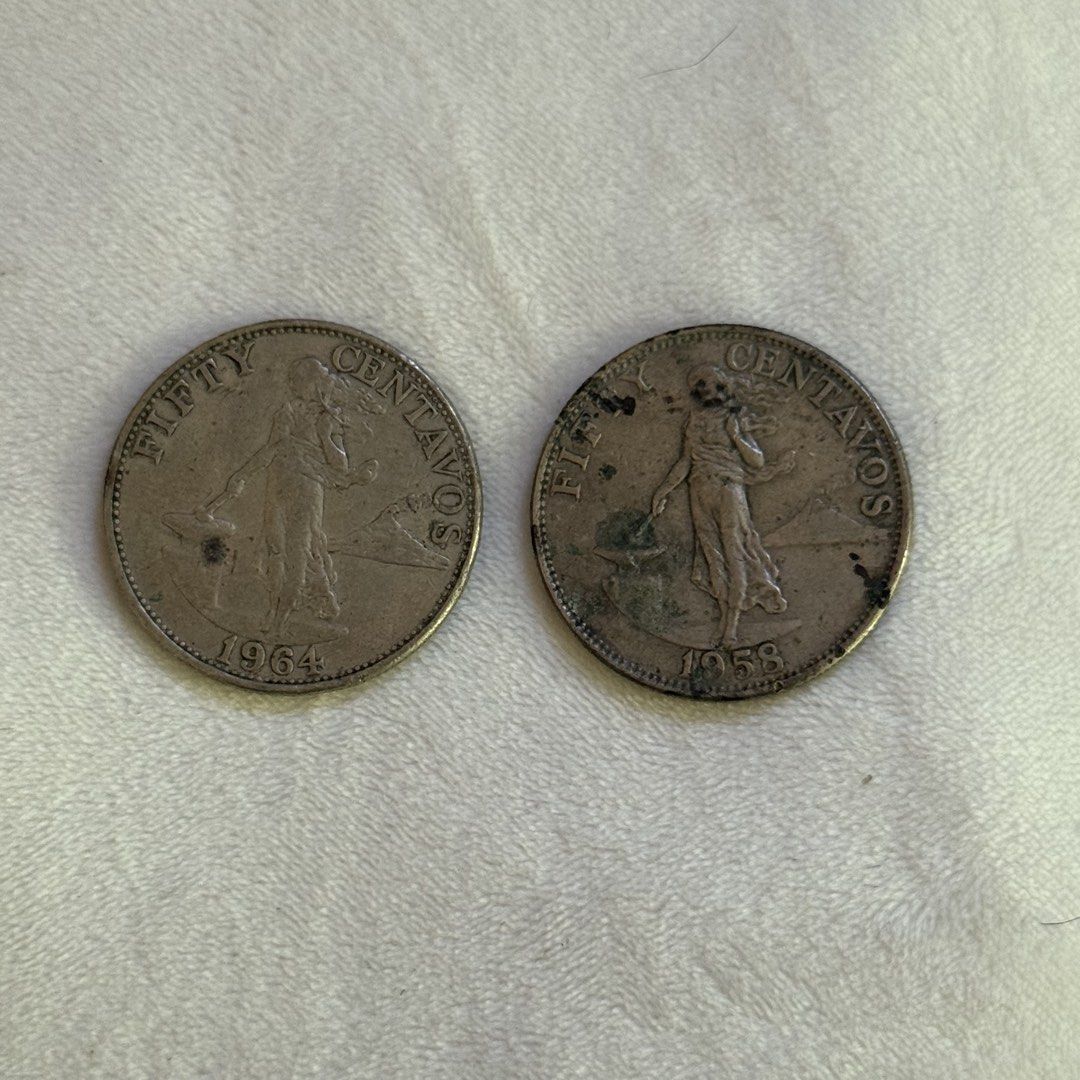Old Philippine Coins (1958-1990) (Category: Currency) located in Imus. Submitted by wondergos (Listing ID 1436727846, Image 1). Description: OLD PHILIPPINE COINS - 50 centavos (1958, 1964) - 50 sentimos with Marcelo H. Del Pilar - old 1 peso coin - well circulated but date is visible rfs: clearing out, not a collector. prices vary, dm if interested!.