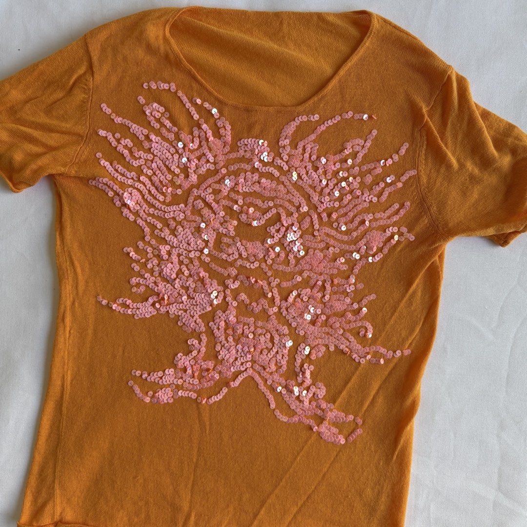 Orange sequined top (Category: Shirts) located in Pasay City. Submitted by haileysarchives (Listing ID 1436730323, Image 2). Description: .