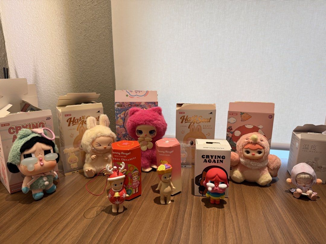 POPMART Assorted Pendant & Figurines (Category: Designer & Blind Box Toys) located in Quezon City. Submitted by bubbledeclutters (Listing ID 1436692796, Image 2). Description: SELLING IT ALL FOR BUNDLE! INCLUSIONS: 1- POPMART Crying Again Pendant "What a Frog" 1 - POPMART Have a Seat Labubu Pendant "Sisi" 1 - POPMART Have a Seat Labubu Pendant "Hehe" (still sealed) 1 - Liila's Lucky Cat Pendant "Hot Pink" 1 - POPMART Forest Pucky Pendant "Birdie 