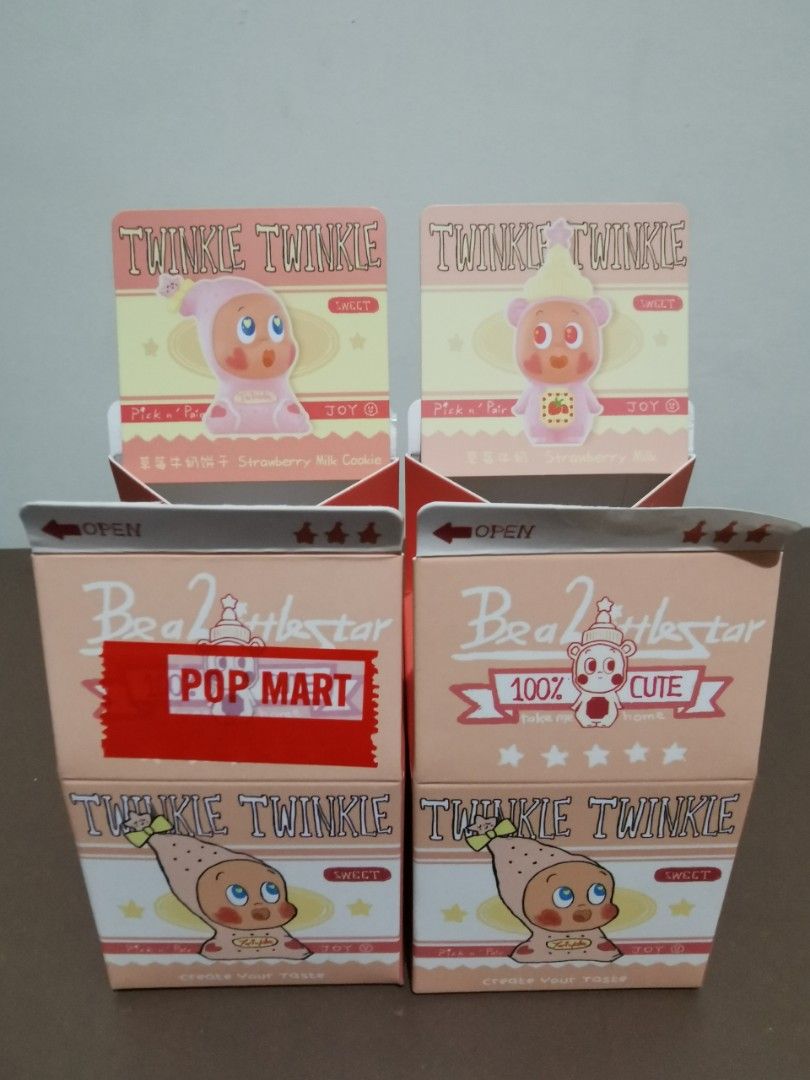 Popmart Twinkle Twinkle Strawberry Milk Cookie (Category: Designer & Blind Box Toys) located in Pasig City. Submitted by puggable (Listing ID 1436796932, Image 1). Description: Sealed Foil Twinkle Twinkle Strawberry Milk Cookie & Strawberry Milk (Secret) (Create Your Taste Series).