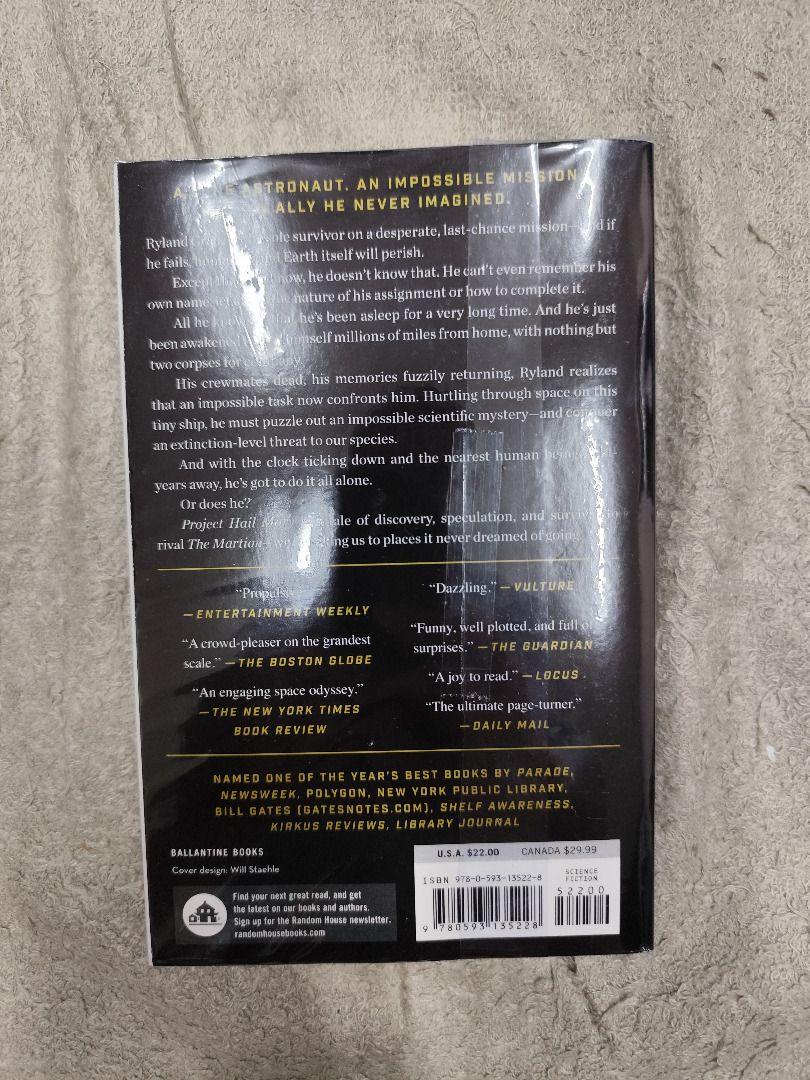 Project Hail Mary (Andy Weir) (Category: Storybooks) located in Quezon City. Submitted by carou14854 (Listing ID 1436656200, Image 2). Description: Personal collection. RFS: Destash/Declutter MOP: GCash MOD: LBC, LBC-COP ✅ Buyer shoulders SF Am usually offline. Expect reply within 24 hours. May sms/text for faster transaction. No calls please..