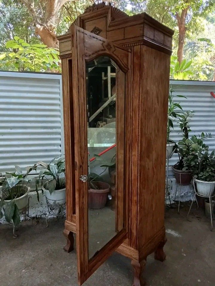 Puyat aparador vintage (Category: Shelves, Cabinets & Racks) located in Manila. Submitted by carmelites36250 (Listing ID 1436698879, Image 2). Description: #forsale #narrafurniture #furniturestore Old Puyat Aparador Made of narra wood Glass handle Orig Bevelled mirror w/ discoloration Size: L31 W17.5 H84inch Stripped & varnished Price: 17,850 Offers:Pick up/ Delivery.