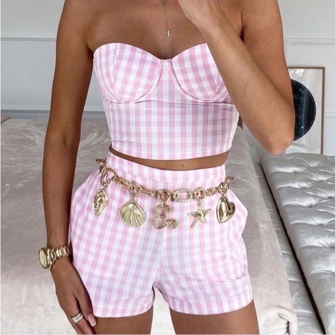 RARE Barbie x Zara Pink Gingham Set Size Small-Medium (Category: Sets or Coordinates) located in Cebu City. Submitted by xo_jess (Listing ID 1436705255, Image 2). Description: can fit size small to medium .