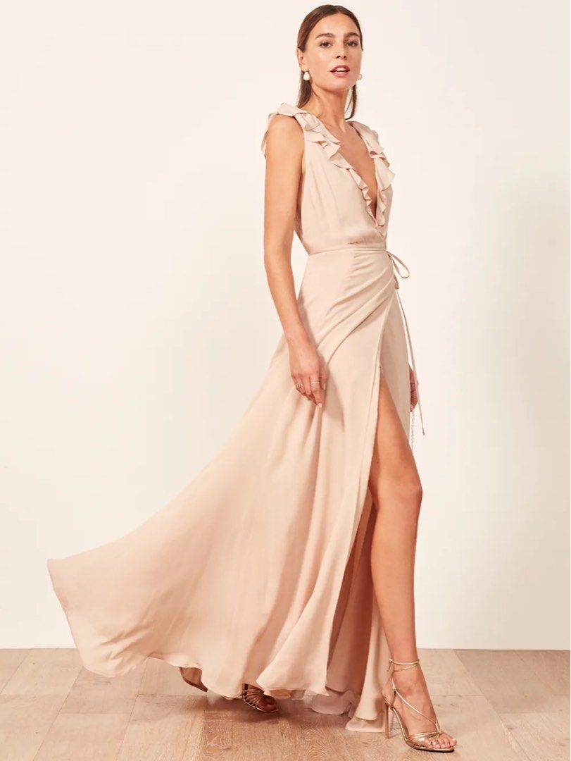 Reformation Champagne Peppermint Dress (Category: Evening dresses & gowns) located in Quezon City. Submitted by marymae1223 (Listing ID 1436663846, Image 3). Description: Preloved Reformation Size Small Gcash Payment Shipping carry off buyer purchased for 32,000.