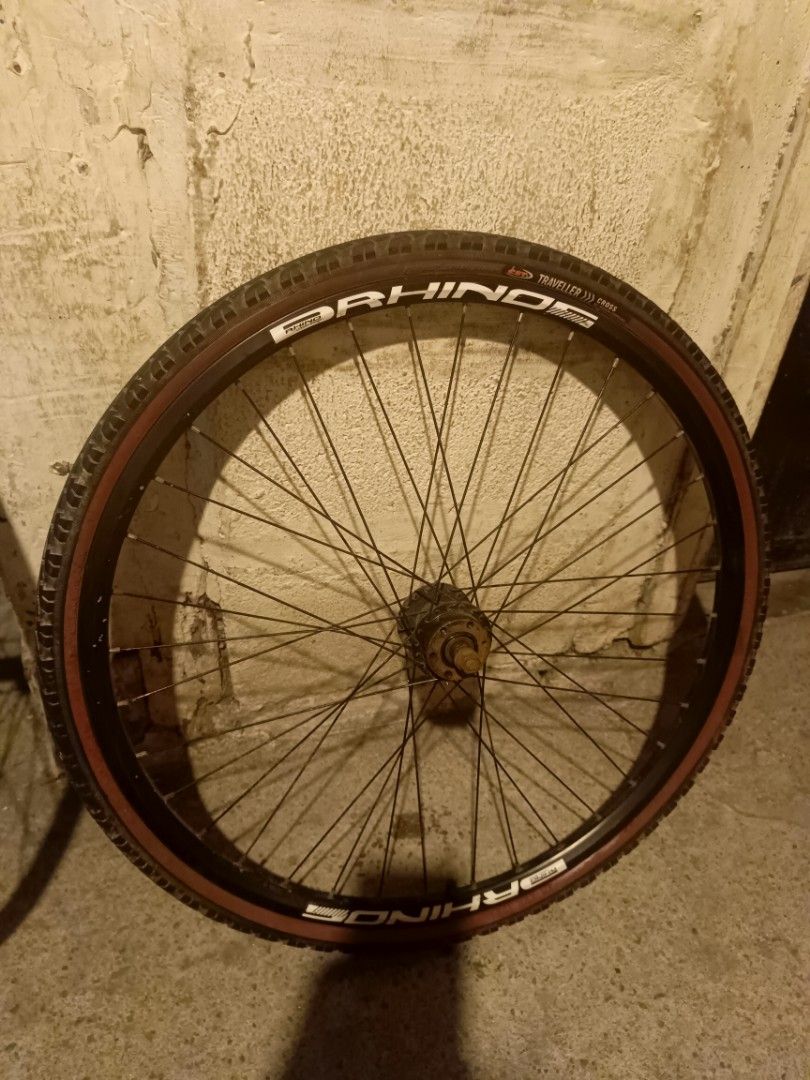 Rhino 26er Wheelset pair (Category: Bicycles) located in Manila. Submitted by jeffymalal02008 (Listing ID 1436801075, Image 1). Description: - Rhino Traveller Cross wheelset - Rim size: 26er discbrake ready rims pair - Tire size: 26x1.50 (40-559) - Includes 7spd thread type cogs - Ready for immediate installation pm for more info loc: Sampaloc Manila.