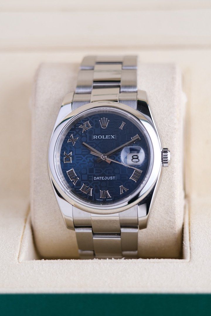 Rolex Datejust 116200 (Category: Luxury Watches) located in Quezon City. Submitted by awristotell (Listing ID 1436768556, Image 3). Description: “New WRISTwatch to TELL” Rolex Datejust 116200 Anniversary Blue Roman Dial Complete Set Price: 428,000 PHP Ref: 116200 Year: 2008 Movement: Automatic Crystal: Sapphire Case: 36mm Material: Steel Lug width: 20mm Bracelet: Rolex Oyster Bracelet Includes: Complete Set — Free Shipping Nationwide — Imperfecti