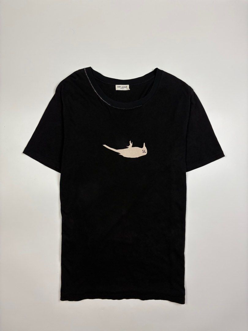 Saint Laurent Dead Bird T-Shirt (Category: Luxury Apparel) located in Quezon City. Submitted by 1106_collective (Listing ID 1436679764, Image 2). Description: Size:Large Condition:9.5/10 - Excellent Material:100% Cotton Made in: Italy Flaw / Defect: None Dimension Width:19” Length:26.5” Shoulder:16” Sleeve:8.5.
