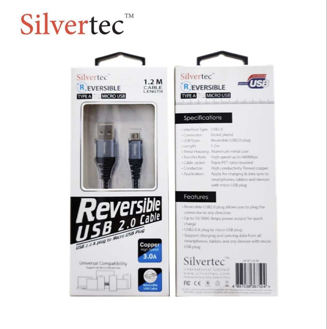 BN authentic Silvertec Reversible USB 2.0 A to Micro USB Cable (1.2m)448274800366080000