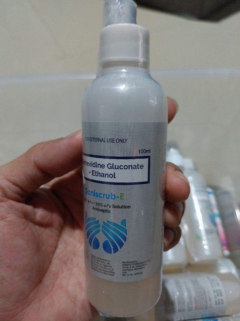 Soniscrub-E Hand Sanitizer (Category: Hands & Nails) located in Cavite. Submitted by boldbird_5bb61a (Listing ID 1436788295, Image 3). Description: - Soniscrub-E Hand Sanitizer - Contains Chlorhexidine Gluconate and Ethanol - Available Sizes: 100ml - Convenient spray bottle - Multiple bottles available .
