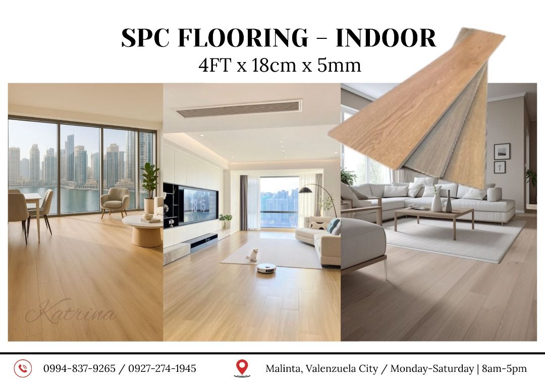 SPC FLOORING - INDOOR 4FT X 18CM X 5MM (Category: Looking For) located in Valenzuela. Submitted by katrinapvcwpc_09948379265 (Listing ID 1436701096, Image 1). Description: WE OFFER: ✅ UPVC CEILING PANEL (SEAMLESS AND WITH GROOVE) ✅ WPC WALL PANEL ✅ WPC UV MARBLES WALL PANEL ✅ WPC TUBULAR/COLUMN/CLADDING (Indoor) ✅ WPC WALL PANEL (OUTDOOR) ✅ WPC TUBULAR - OUTDOOR ✅ WPC FLOOR DECKINGS - OUTDOOR ✅ WPC SOLID PLANKS - OUTDOOR ✅ WPC WALL DECKINGS - OUT