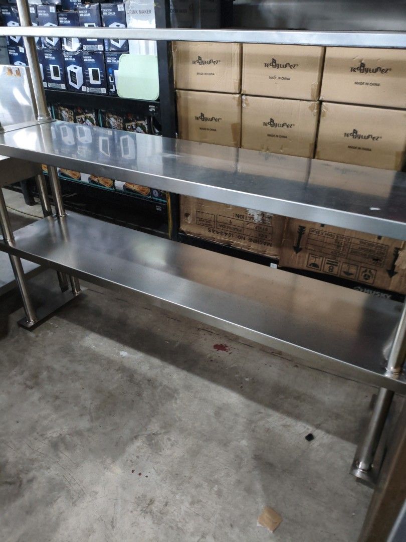 Stainless Steel 3-Tier Shelf (Category: Shelves, Cabinets & Racks) located in Manila. Submitted by hmrgrace5. (Listing ID 1436687562, Image 2). Description: - 3-tier stainless steel shelf - Sleek, polished finish - Sturdy construction - Ideal for storage and display 150x35x62cm - Suitable for home or commercial use - Designed for heavy use.