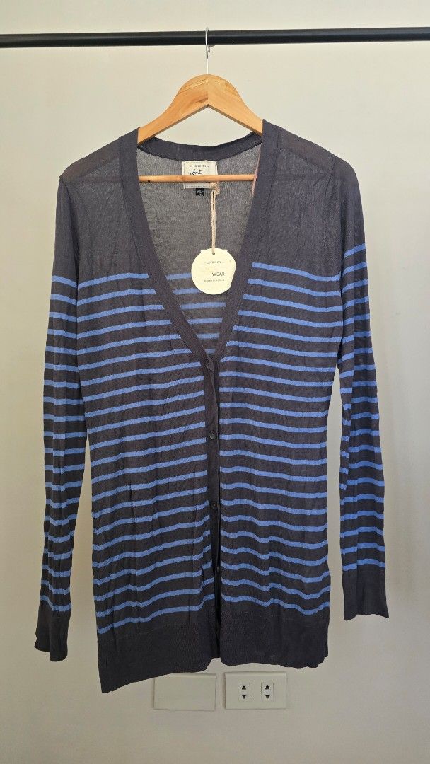Striped Long Cardigan (Category: Coats, Jackets and Outerwear) located in Paranaque City. Submitted by caaands (Listing ID 1436747865, Image 1). Description: - gray and blue long cardigan - Perfect for layering - bought in Australia.