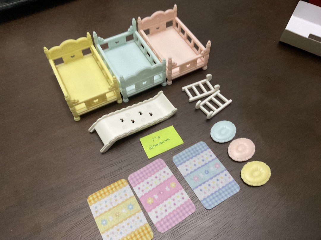 sylvanian families triple bunk beds (Category: Kids Toys) located in Rizal. Submitted by tiamisuu (Listing ID 1436757160, Image 2). Description: - lightly used! always boxed - payo, mop: seabank/gcash - shipping fee paid by buyer - location: marikina/antipolo.