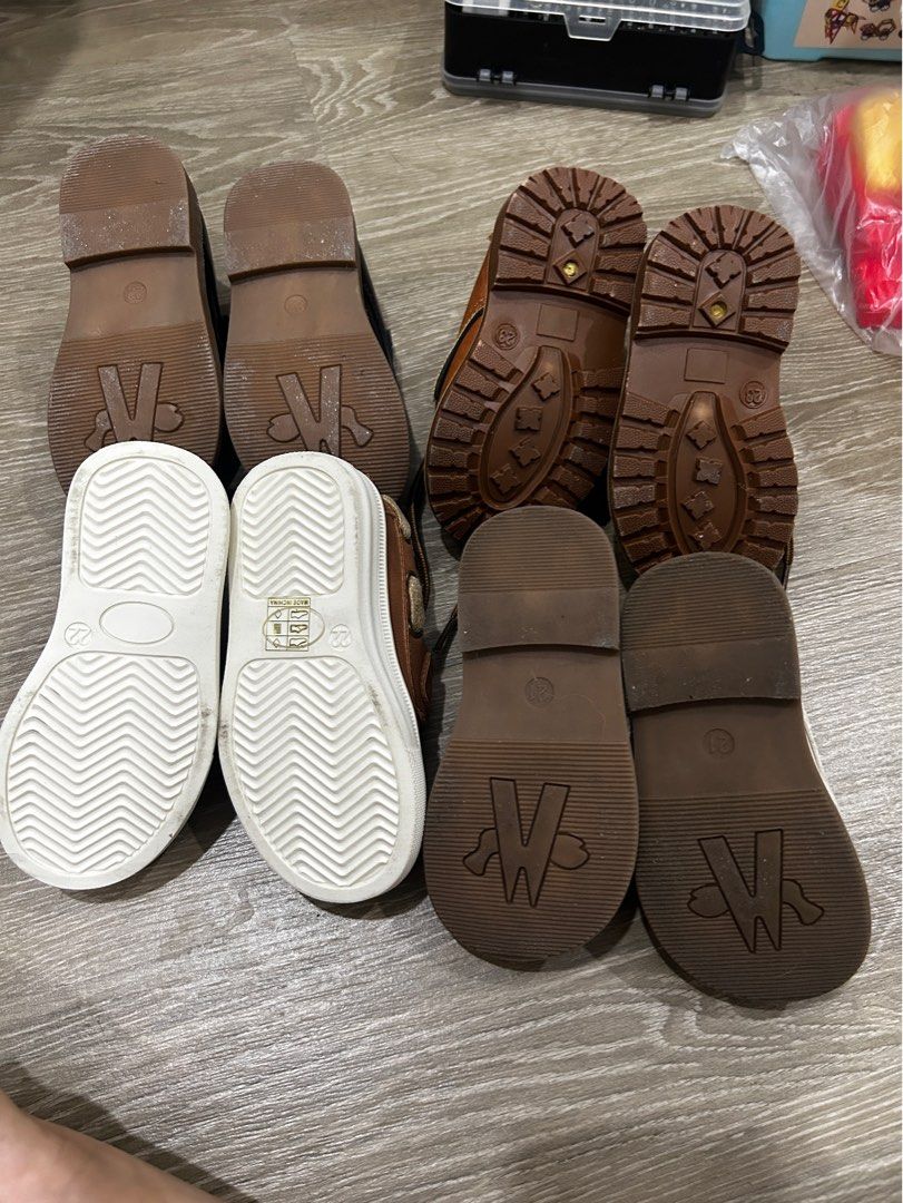 Toddler formal shoes TAKE ALL (Category: Babies & Kids Fashion) located in Quezon City. Submitted by jelli09 (Listing ID 1436759244, Image 2). Description: Take all White - size 21 (approx. 12.5cm sa loob) Brown - size 22 (approx. 13cm sa loob) Brown boots - size 23 (approx. 12.5cm sa loob) Black - size 24 (approx. 13cm sa loob).