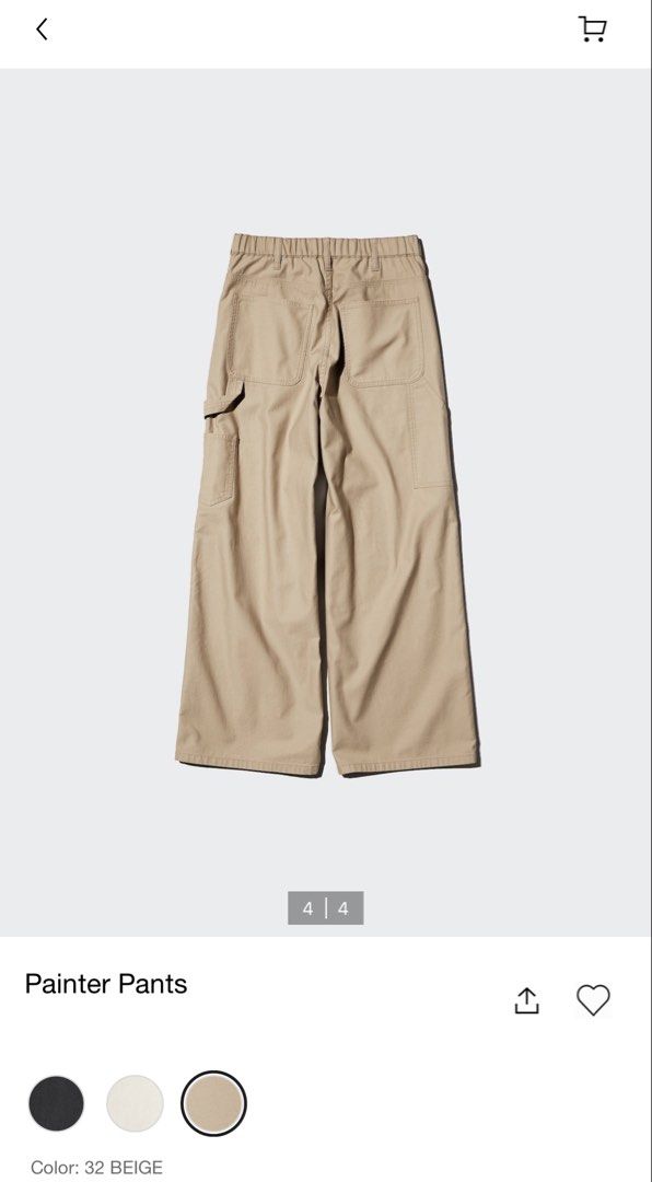Uniqlo Women's Painter Pants (Category: Other Bottoms) located in Taytay. Submitted by chie2022 (Listing ID 1436658323, Image 2). Description: Original Bought from Uniqlo store Good as new Used twice only High waist Color: Khaki/Beige Size: Large Color may slightly differ due to lighting.