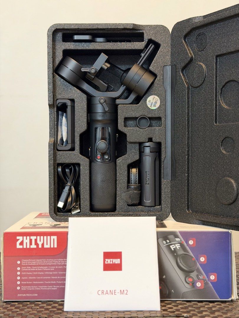 Zhiyun crane m2 gimbal (Category: Gimbals & Stabilizers ) located in Cavite. Submitted by potpot_guevarra (Listing ID 1436827012, Image 2). Description: Selling brand new zhiyun crane m2 gimbal. Specs: The Zhiyun Crane M2 is a versatile 3-axis handheld stabilizer for compact cameras, smartphones, and action cameras, supporting a payload of. Key features include a 7-hour battery life, WiFi/Bluetooth connectivity, a quick-release system (Lite), and
