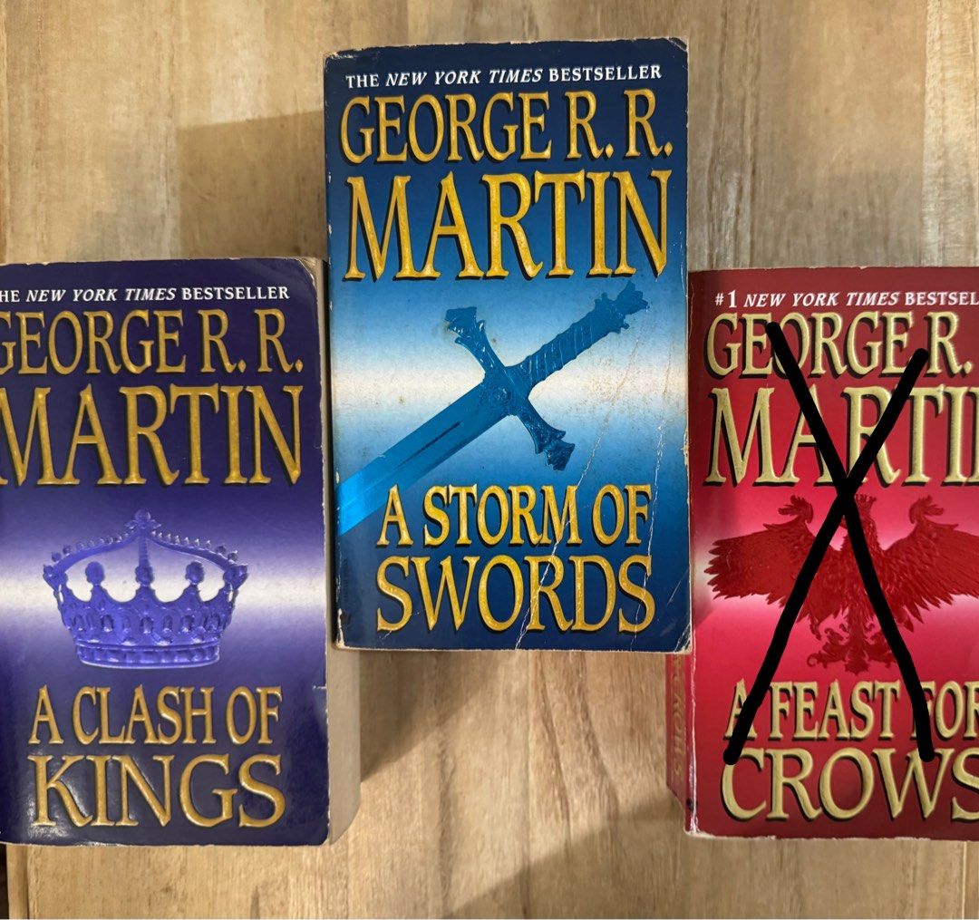 A Game of Thrones Books (Category: Storybooks) located in San Pedro. Submitted by pageturner19 (Listing ID 1394142570, Image 1). Description: A Clash of Kings A Storm of Swords A Feast for Crows Price per book With foxing and tanned pages .