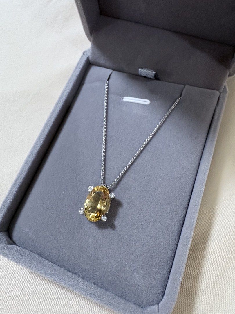 Antonini Milano Citrine Diamond Necklace (Category: Necklaces) located in Quezon City. Submitted by viee04 (Listing ID 1436894534, Image 2). Description: Brand: Antonini Milano Jewelry https://antonini.it/en/ 💎A century-old jewelry house in Milan (founded 1919) and a specialized cutlery manufacturer in Maniago (founded 1925). Both companies emphasize “Made in Italy”. 6.3g in 18K White Gold Setting - Natural Citrine gemstone pendant - Accented wi