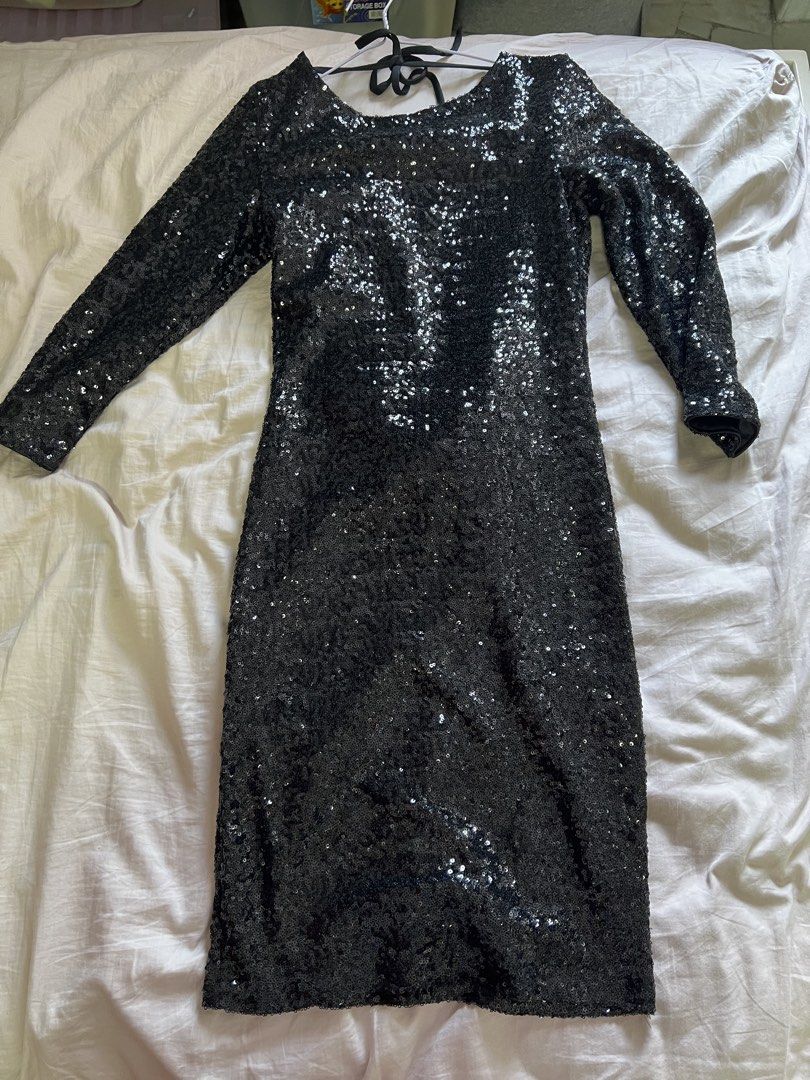 glitter dress cocktail One-Shoulder Knee-Length Cocktail Dress with Sequins Emerald / XSmall