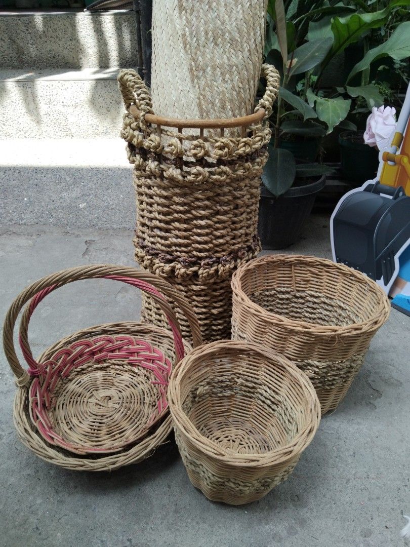 Assorted Woven Baskets Set (Category: Storage Boxes & Baskets) located in Valenzuela. Submitted by chris_cruz (Listing ID 1436876489, Image 2). Description: -TAKE ALL as seen in the pic - Set of assorted woven baskets - Includes tall, cylindrical, round, and bowl-shaped baskets - Made from natural materials (rattan or similar) - Ideal for storage and decorative use.