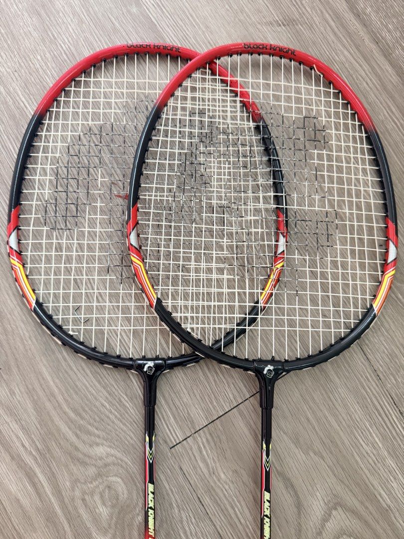 Black Knight and Li-Ning Badminton Rackets (Category: Racket and Ball Sports) located in Taguig. Submitted by che_f25 (Listing ID 1436901200, Image 3). Description: - Two Black Knight badminton rackets (red/black accents) - Two Li-Ning badminton rackets - Includes red Li-Ning carrying case - One orange/black racket - One blue/black racket 3,000 get all.