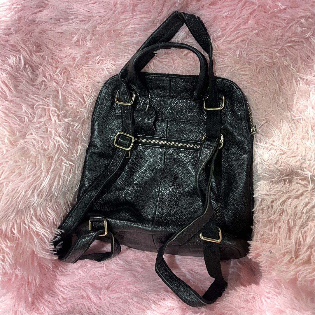 Black Leather Backpack Animal Skin with Silver Ware (Category: Backpacks) located in Cabuyao City. Submitted by luvriri444 (Listing ID 1437002794, Image 2). Description: pristine condition pre loved item.