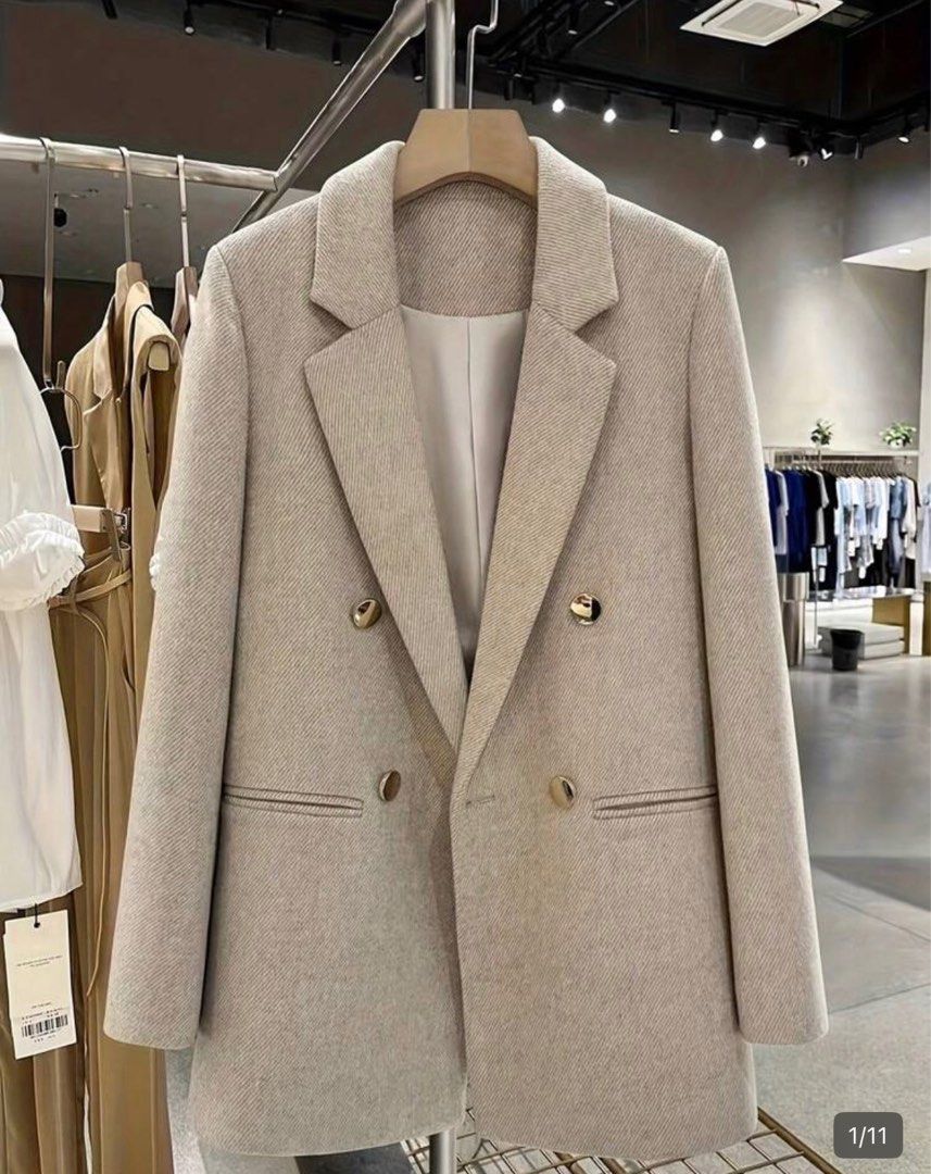Blazer (Beige) (Category: Coats, Jackets and Outerwear) located in Manila. Submitted by stuffbylaya (Listing ID 1436860367, Image 1). Description: Bought for 1450 at Shein RFS: too big on me.