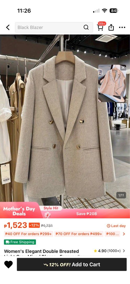 Blazer (Beige) (Category: Coats, Jackets and Outerwear) located in Manila. Submitted by stuffbylaya (Listing ID 1436860367, Image 2). Description: Bought for 1450 at Shein RFS: too big on me.