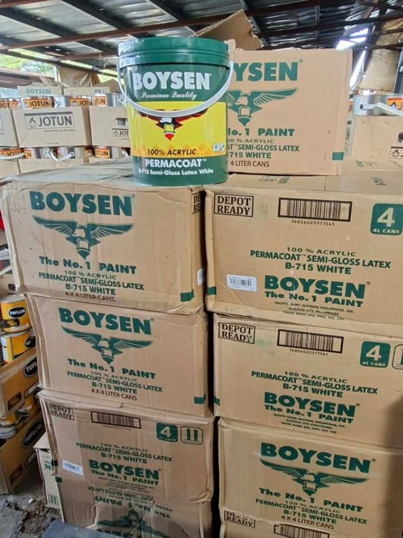 Boysen Semi Gloss Latex Specs: White (Category: Everything Else Others) located in Manila. Submitted by joeyroque09 (Listing ID 1436848424, Image 1). Description: Boysen Semi Gloss Latex Specs: White Price: 910/gallon.