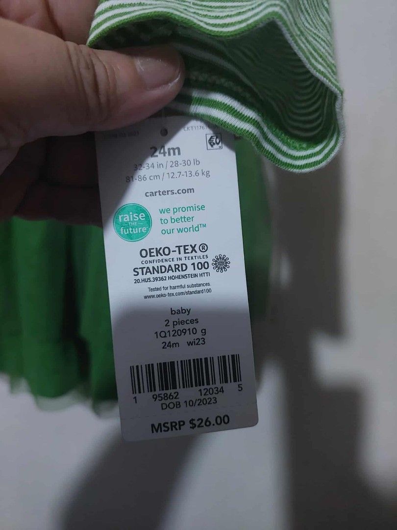 Carter's green dress (Category: Babies & Kids Fashion) located in Quezon City. Submitted by MA_finds014 (Listing ID 1436967900, Image 2). Description: .
