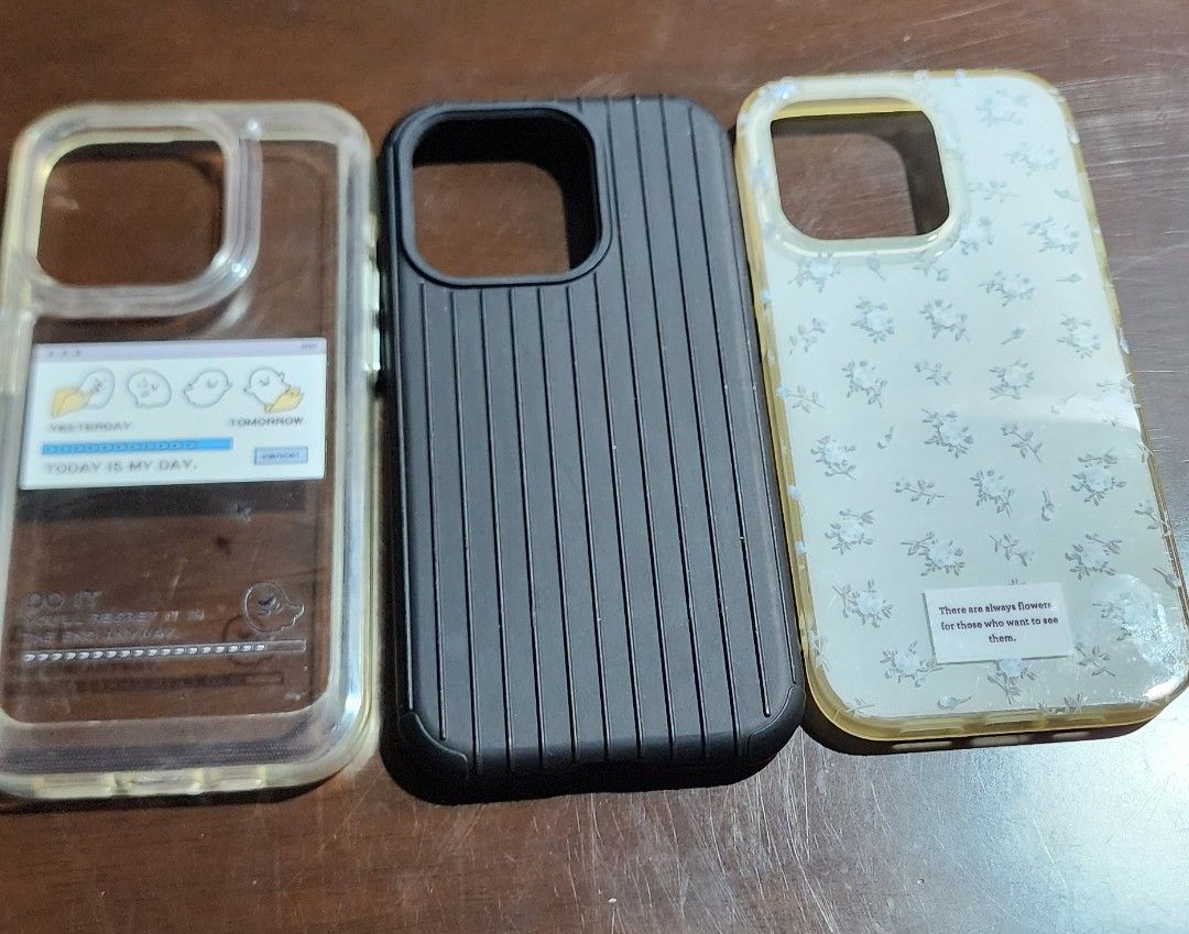 Cellphone case for Iphone 14pro (Category: Cases & Sleeves) located in Baguio. Submitted by coffeesilvershadow_28 (Listing ID 1436957206, Image 1). Description: - From HK box- With minimal signs of usage. Still in good condition - Take all 3 for 380 pesos only - Baguio dropping - Jnt- Payment first plus sf before shipping.