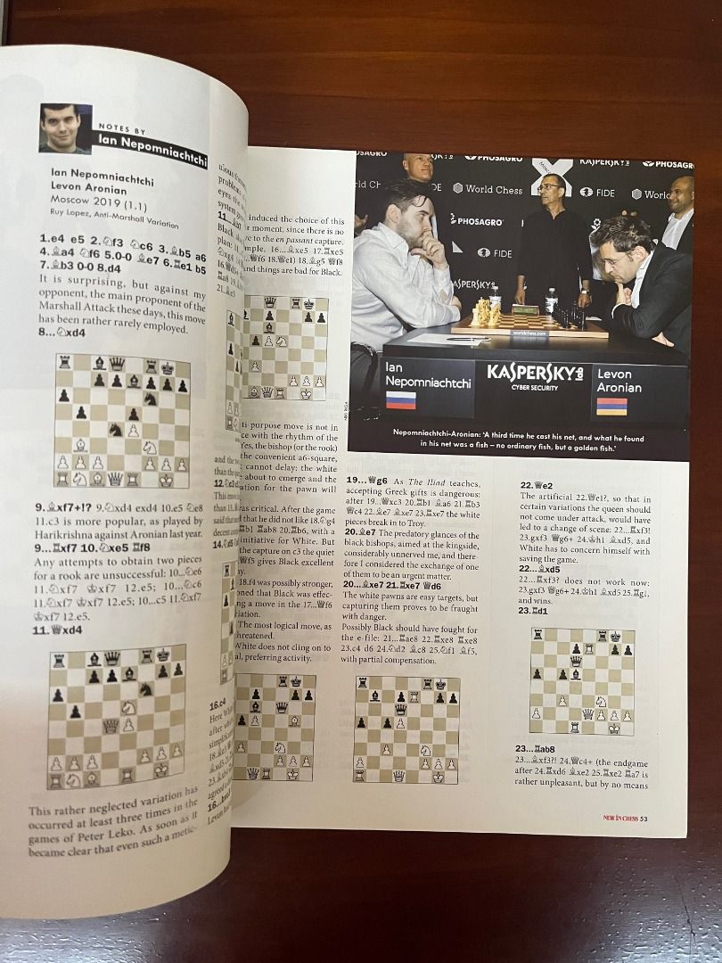 Collectible: New In Chess 2019 #5 Issue with Nepomniatchtchi on the Cover (Category: Magazines) located in San Juan City. Submitted by great_finds_in_san_juan (Listing ID 1436881096, Image 2). Description: Well preserved copy of the 2019 #5 issue of the New In Chess Magazine, featuring Nepomniachtchi on the cover..