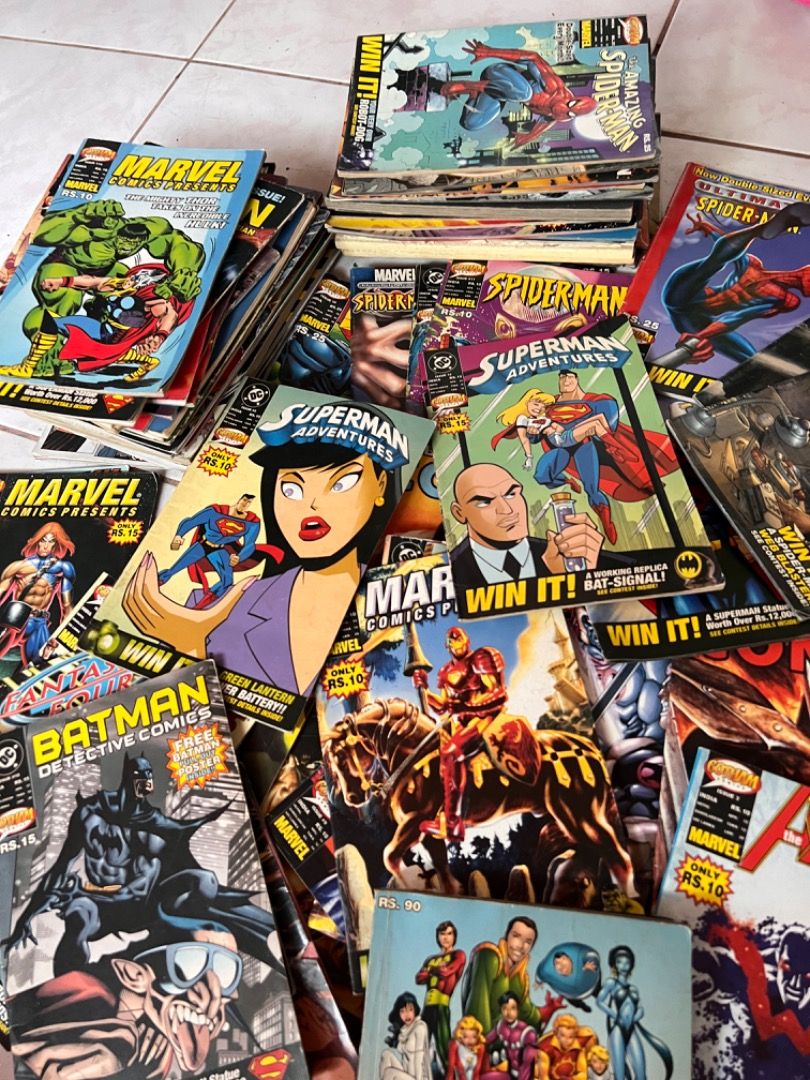 Comics for TAKE ALL! (Category: Comics & Manga) located in Caloocan City. Submitted by jelayxcx (Listing ID 1436940008, Image 2). Description: COMICS FOR TAKE ALL! 💥 Marvel, DC, etc 75 pcs mix as is‼️ Loc: Cavite.