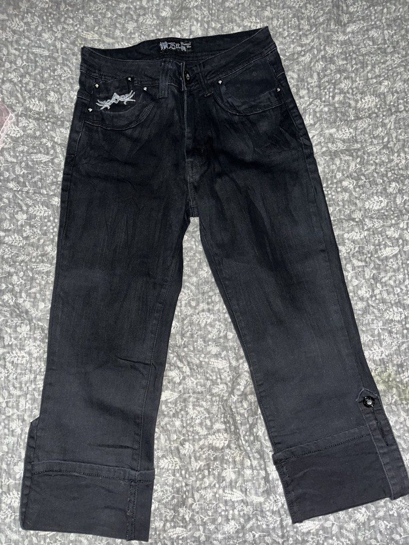 Cybersigilism black pants // alternative pants (Category: Other Bottoms) located in Iloilo. Submitted by edensgrave (Listing ID 1436997149, Image 2). Description: The buttons & tie are functional, can be shortened or unbuttoned to be longer Can be like a capri pants? Im unsure pls dm me for measurements No size on tag.