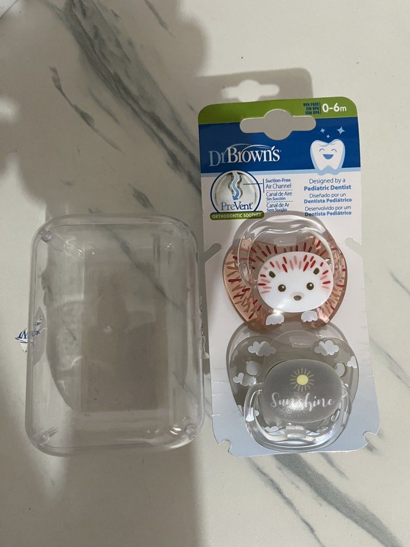 Dr. Brown's PreVent Orthodontic Pacifier 0-6m (Category: Soothers & Pacifiers) located in Quezon City. Submitted by brightrabbit_61b864 (Listing ID 1436883684, Image 1). Description: Tried once gray one / pink is still brandnew.