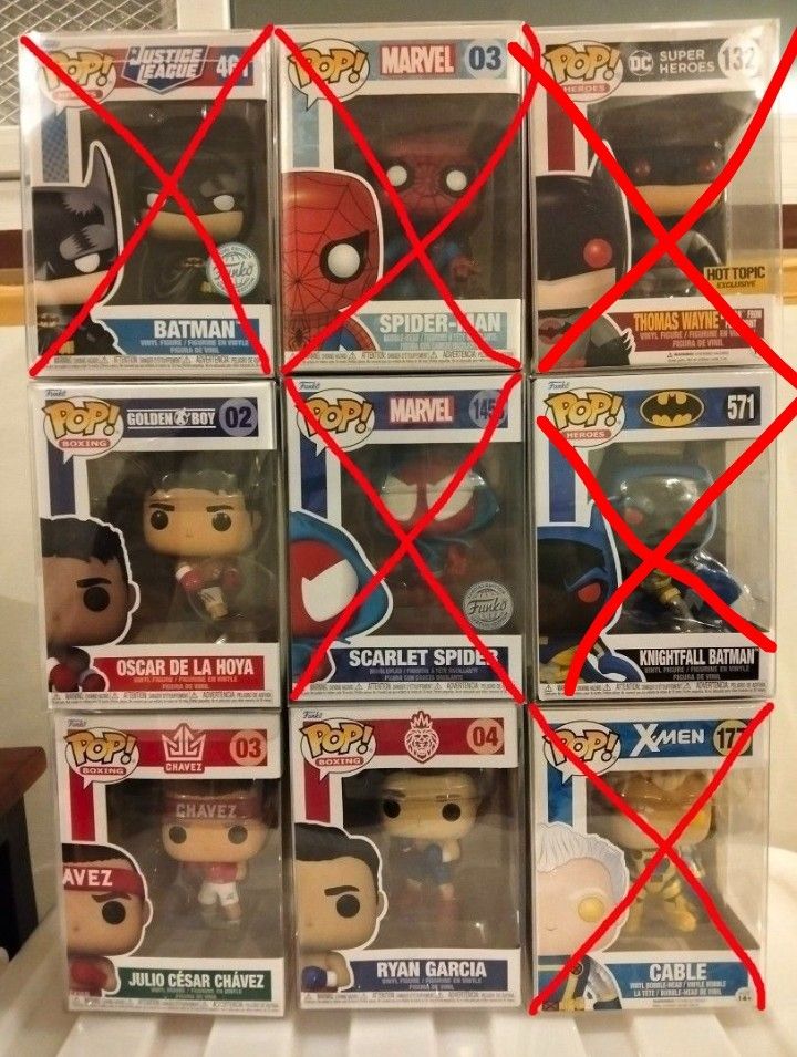 Funko Pop- Batman, Spider-Man, and More (Category: Designer & Blind Box Toys) located in Nabunturan. Submitted by rollingon22 (Listing ID 1428214089, Image 1). Description: Funko pops 500 each buy more = discount all with free pop protectors Ryan Garcia and Batman 461 have slight damage, ask for additional pics.