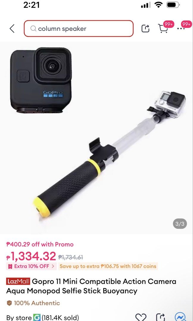 GoPro Aqua Monopod Selfie Stick Buoyancy (Category: Tripods & Monopods) located in Manila. Submitted by luckybels (Listing ID 1437003597, Image 2). Description: .
